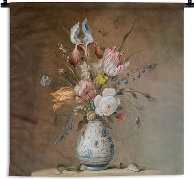 Wandkleed - Wanddoek - Oude meesters - Bloemen - Balthasar van der Ast - 180x180 cm - Wandtapijt