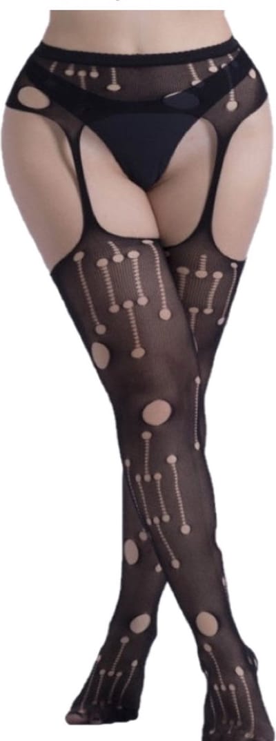Erodit®Sexy luxe zwarte gaas met gat panty - jarretelgordel - Luxe panty - Cadeau voor Vrouw- jarretel kousen - erotische kousenBlack Friday 2025