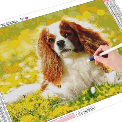 5D Diamantschilderij Hond Diamantmozaïek Dier Volledige Ronde Diamantborduurwerk Uitverkoop Afbeelding 20X30