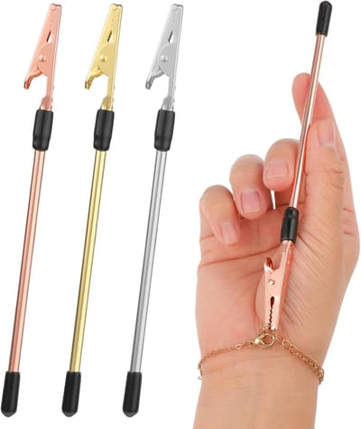 MDUG Armband Hulpje - 3-delige armbandsluitingenset - Draagbare sieradensluiting van roestvrij staal - Snelvergrendelingsgereedschap en kliksluiting - Geschikt voor kettingen en horlogebandjes - Zilver, goud, roségoud