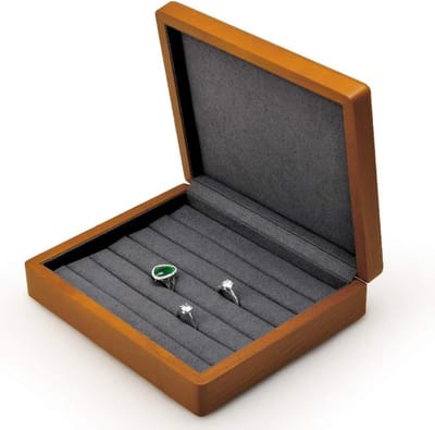Houten Sieradenkistje - Juwelendoosje Organizer - Sieraden Opbergen - Stevig Massief Hout - 16x18x4 cm - Grijs