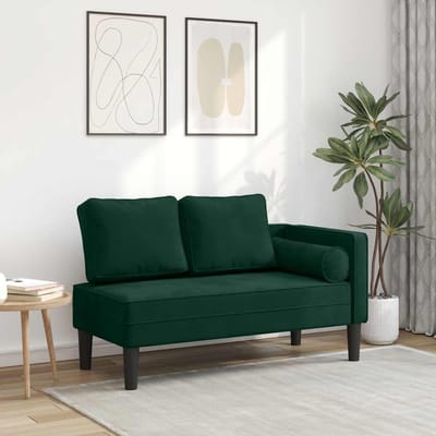 vidaXL - Chaise - longue - met - kussens - fluweel - donkergroen