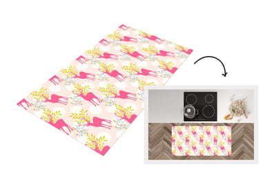 Keukenloper - Loper keuken - Hert - Roze - Patronen - 120x60 cm - Keukenloper vinyl