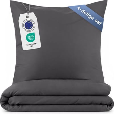 Blumtal Dekbedovertrek met Kussensloop - Anti-Allergisch - Tegen huisstofmijt - Set van 2 - 135 x 200 cm - 2 Kussenslopen 80 x 80 cm - Antraciet