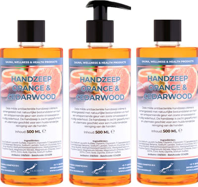 Handzeep Sweet Orange & Cedarwood 500 ml - met gratis pompje - set van 3 stuks