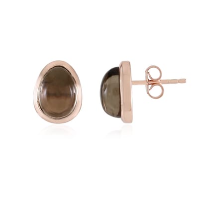 Cavill - 925 Sterling Zilver Roségoud Vermeil - 2,7 Ct Rookkwarts Cabochon Oorbellen - Handgemaakte Braziliaanse Edelsteen - Stijlvol & Middelgroot