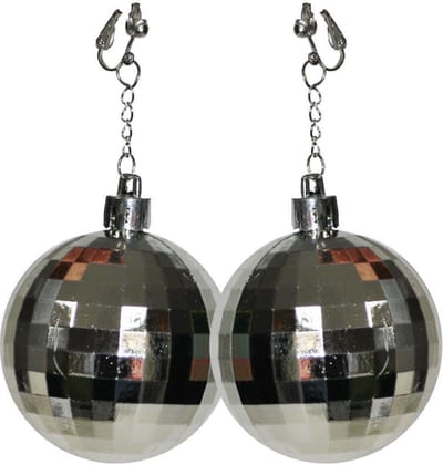 Funny Fashion - Jaren 80 & 90 Kostuum - Disco Bal Oorbellen Donna Summer - zilver - Carnavalskleding - Verkleedkleding
