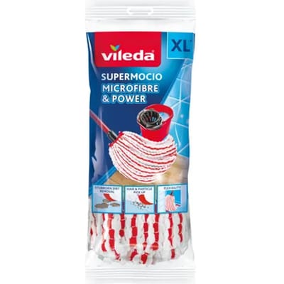 Vileda SuperMocio Microfiber&Power Vervanging - 1 per verpakking - Geschikt voor alle franjemopsystemen van Vileda