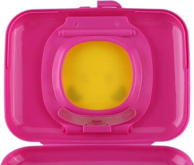 Reisdoekjes Box - Doekjes Dispenser - Onderweg Hygiëne - Milieuvriendelijk Materiaal - 18 x 13 x 4 cm - Rozerood