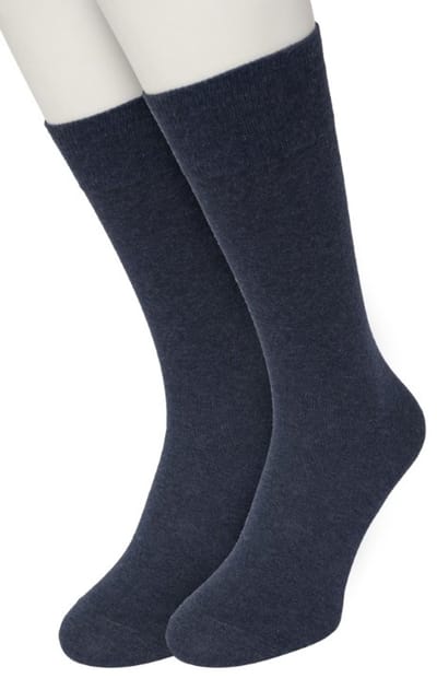 Bonnie Doon Basic Sokken Heren Donker Blauw maat 40/46 - 2 paar - Basis Katoenen Sok - Gladde Naden - Brede Boord - Uitstekend Draagcomfort - Perfecte Pasvorm - 2-pack - Multipack - Effen - Gemeleerd - Dark Blue Heather - OL6324012.196