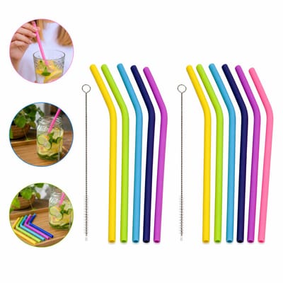 PD® Rietjes - Herbruikbare Siliconen Rietjes - 21 cm - 14 delig