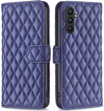 BINFEN Hoesje - Geschikt voor Samsung Galaxy A25 Hoesje - BINFEN Rhombus Book Case - Blauw