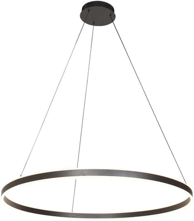 Hanglamp Ringlux 3676ZW – Zwarte LED hanglamp Ø100 cm van metaal en kunststof, hoogte instelbaar van 50-190 cm, modern design, merk Steinhauer