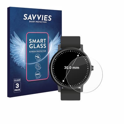 3 Stuks Savvies Screenprotector - geschikt voor Horloges (Rond, ø: 30 mm) - beschermfolie glas transparant