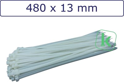 PRO-TIE® - Tyraps, kabelbinders 480 x 13 mm Wit naturel (Zak 100 stuks) (tiewrap/tyrap/tie-wrap/bundelbandje/colsonbandje/)