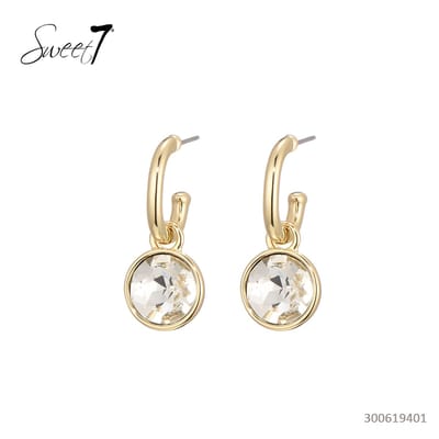 weet7 oorbellen / sweet7 oorhanger / sweet 7 oorbellen goud met steentje wit / sweet7 oorhanger goud met steentje
