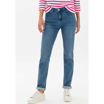 Brax Dames Jeans  Style MARY USED STONE BLUE, denim blauw regular, maat 36L