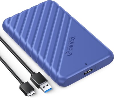 Externe Hard Drive Behuizing 2.5" USB 3.0 naar SATA III voor 7mm en 9.5mm HDD SSD zonder Gereedschap, UASP Ondersteuning, Blauw