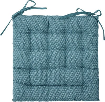 Atmosphera Stoelkussen Otto blauw - 38 x 38 cm - Met 2 lintjes - 100% katoen