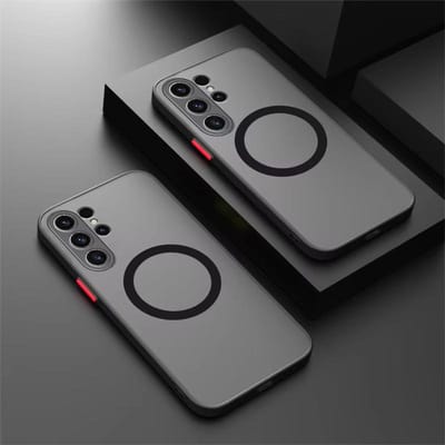 Magnetisch Hoesje Voor Samsung Galaxy S25 S24 S23 S21 S20 Ultra Plus FE Voor Magsafe Hoesjes Voor Samsung S22 Note 20 Ultra 10 Plus Cover Galaxy S23 gray