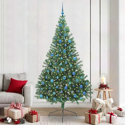 vidaXL - Kunststof - Voorverlichte - Kerstboom - met - 300 - LED - Groen - 240 - cm - PVC