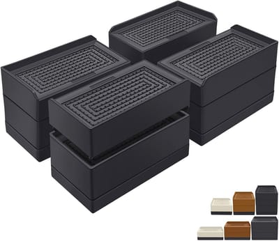 Set van 8 verstelbare bedstijgers voor meubels - verhoog je bank en tafel met 3 inch liften (zwart)