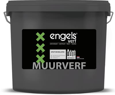 Engels Verf - Muurverf Latex Mat - Waterbasis - Dekkend Wit - Spuit en rollatex - 5 Liter