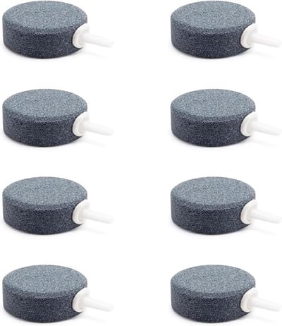 Dailygoods - 8 stuks luchtsteen voor aquarium, diameter 4 cm uitblaasstenen, grijs sproeisteen voor aquarium, voor aquaria, vijvers en waterbassins
