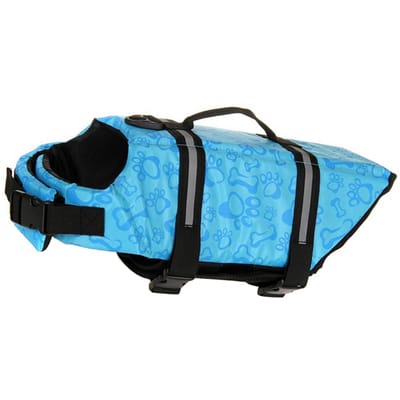 Honden Zwemvest Blauw Bottenpatroon Reflecterend Huisdier Hond Reddingsvest Drijvend Vest voor Bootvaren Zwemmen Maat M blue