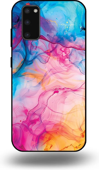 Smartphonica Telefoonhoesje Geschikt voor Samsung Galaxy S20 Plus met Regenboog Acryl Marmer Opdruk - TPU Backcover Case Rainbow Acrylic Marble Design geschikt voor Samsung Galaxy S20 Plus