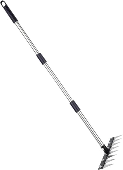Gazonhark Verticuteerder - Tuinhark Grastrimmer - Gazononderhoud Tuinwerk - Roestvrij Staal - 15 cm Breed - Grijs