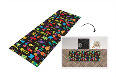 Keukenloper - Loper keuken - Design - Monster - Feest - Kinderen - 150x50 cm - Keukenloper vinyl