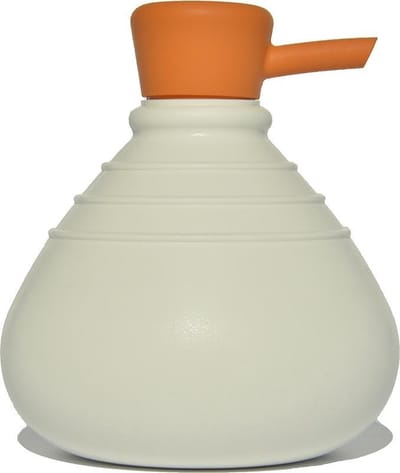 Handmatige zeepdispenser SoapBelly - Wit met oranje dop - Ø 9,5 cm x H 13 cm - Inhoud 250 ml