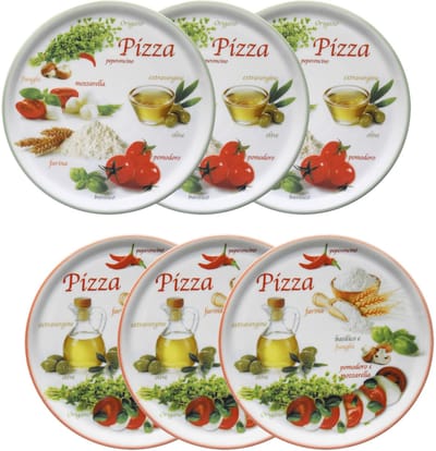 MamboCat Set van 6 pizzaborden Napoli Pizzafoods groen + rood 31cm