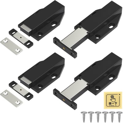Deuropener Set - Tip-on Sluiters - Kastdeuren Sluiten - Ingebouwde Magneet - 4 Stuks - Zwart
