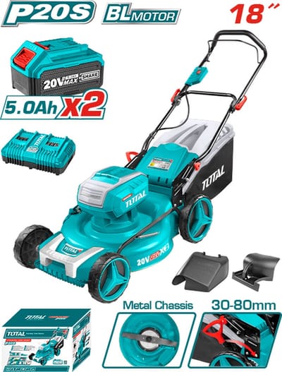 Total Tools Grasmaaier 20V (2x accu) - 2800rpm - 46cm - 60L opvang - 8 hoogtestanden - 3 maaifuncties