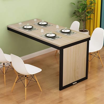 Inklapbare muurtafel - Klaptafel bureau - Ruimtebesparend werken - Stabiele stalen frame - 80x40cm - Houtkleur zwart