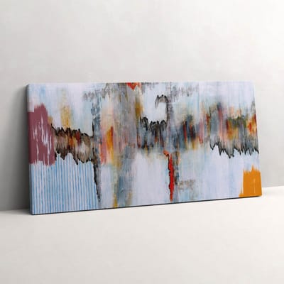Wallfluent Foto Op Canvas Abstracte schilderkunst - 100 x 50 cm - Grijs Schilderij Canvas - Abstract Canvas Doek Foto - Imitatie van een olieverfschilderij Schilderij Doek - Abstract Schilderijen Op Canvas Doek