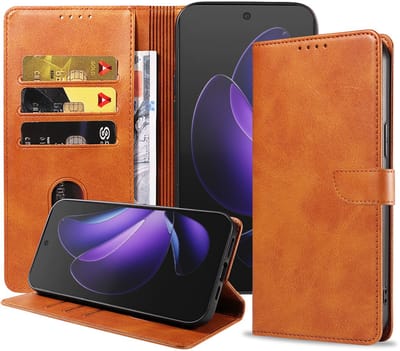 Geschikt voor Oppo Reno 13 F Telefoonhoesje Kunstleer met Magnetisch lipje en Pasjeshouder Book Case met Klepje - Walletcase with Cardslot - Bruin - Smartphonica geschikt voor Oppo Reno 13F
