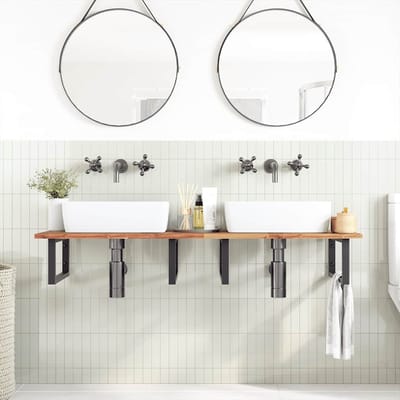 vidaXL - Badkamer - wandschap - staal - en - massief - acaciahout