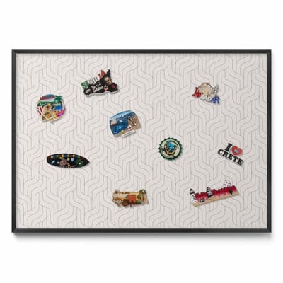 Tulup Magneetbord met Zwarte Frame - Romig Magneetbord in Stijlvolle Kleuren - 100 cm x 70 cm - Regelmatig lineair patroon - Magneetbord Voor Thuiskantoor - Magnetisch Bord voor Thuis en Kantoor - Magneetbord voor Herinneringen