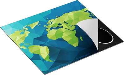 Chefcare Inductie Beschermer Hoekige Origami Wereldkaart - Abstract - 60x50 cm - Afdekplaat Inductie - Kookplaat Beschermer - Inductie Mat