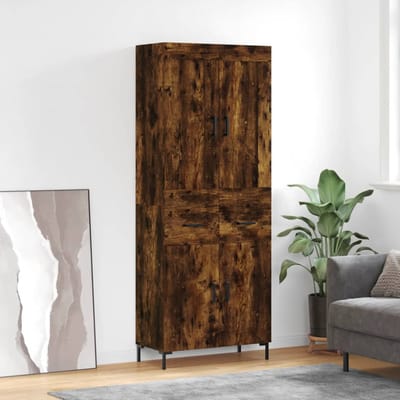 vidaXL - Hoge - kast - 69,5x34x180 - cm - bewerkt - hout - gerookt - eikenkleurig