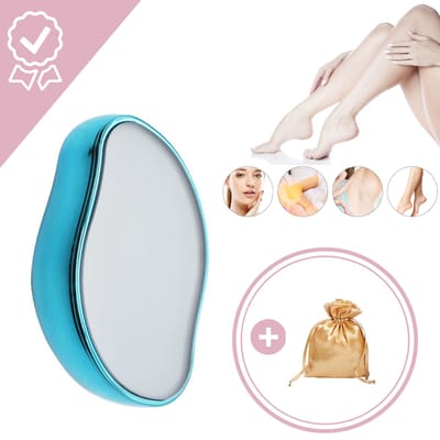 Crystal Hair Removal – Haarverwijderaar – Ontharing – Crystal Hair Eraser – Kristalpad – Inclusief Opbergzakje - Blauw