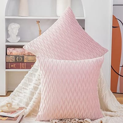 Set van 2 Luxe Zachte Fluwelen Kussenslopen voor Sofa en Slaapkamer - Lichtroze 40x40 cm
