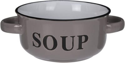 Excellent Houseware Soepkommen/serveer schaaltjes - porselein - D13 x H7 cm - antraciet