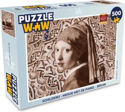 Puzzel Schilderij - Meisje met de parel - Bruin - Legpuzzel - Puzzel 500 stukjes