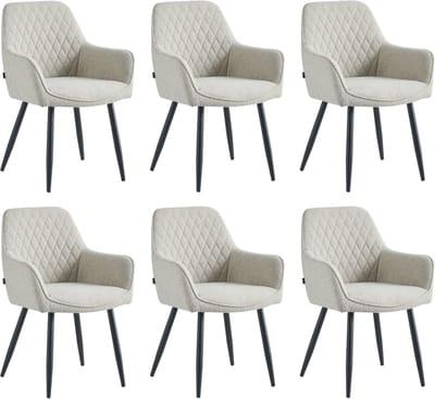 Colenis® - Beverly Eetkamerstoel - Set Van 6 - Beige - Bouclé
