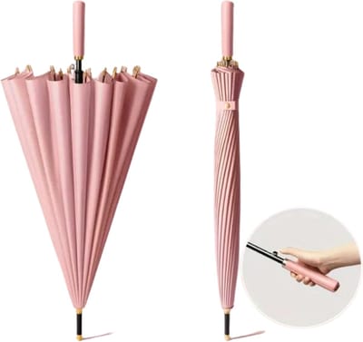 Nivard Moderne Stormparaplu - Opvouwbaar - Windproof Paraplu - Stormproef - Automatisch Uitklapbaar - Umbrella - Sterk - Roze