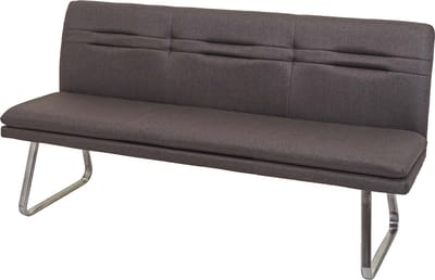 Bank MCW-H70, eetkamerbank gestoffeerde bank, rugleuning stof/textiel geborsteld roestvrij staal ~ grijsbruin 180cm